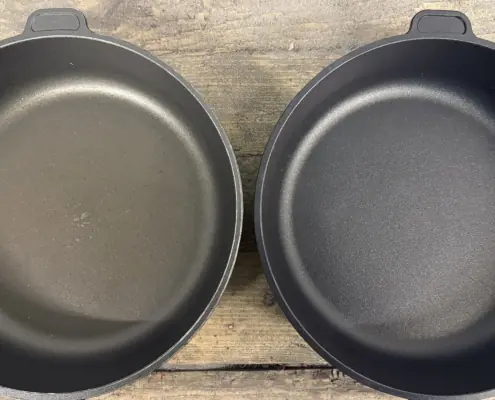 Pfanne vor der ITN Pfannenbeschichtung – abgenutzte Oberfläche